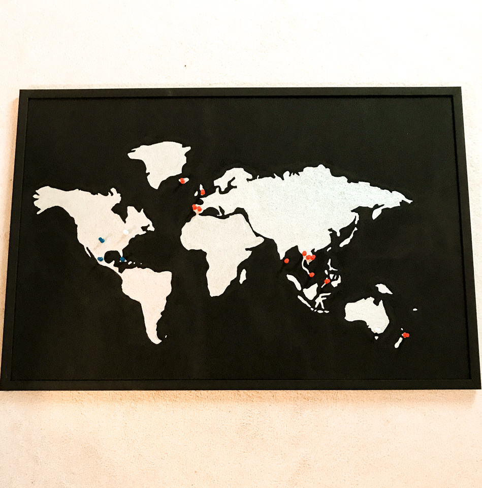 spellbound travels black and white world map cork board 