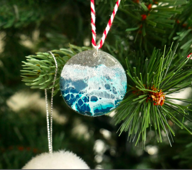 spellbound travels ocean wave christmas ornament